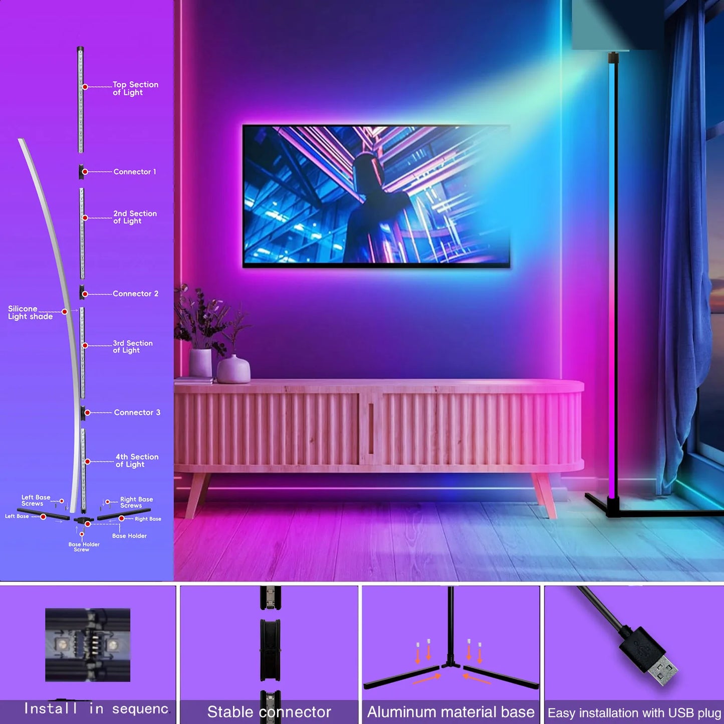 RGB Dream Color Floor Lamp with Music Sync
