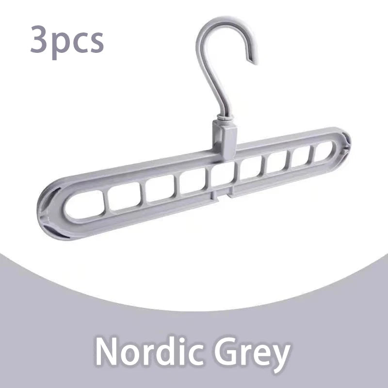 3pcs, Plastic 9-Hole Foldable Hangers, Heavy Duty Space Saving Clothes Organizer Hangers, For Room, Closet, Wardrobe, Home & Dor
