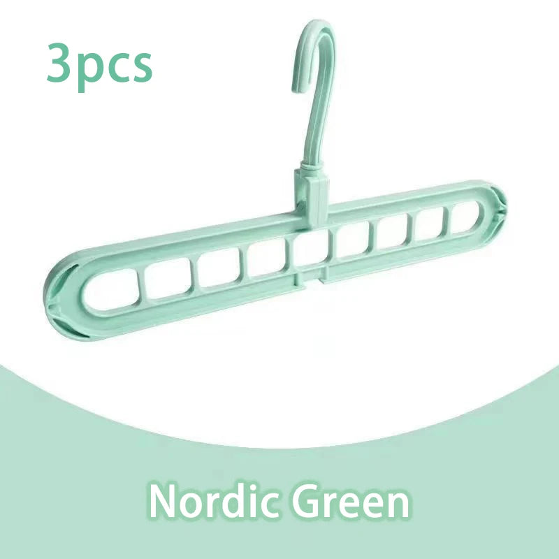 3pcs, Plastic 9-Hole Foldable Hangers, Heavy Duty Space Saving Clothes Organizer Hangers, For Room, Closet, Wardrobe, Home & Dor