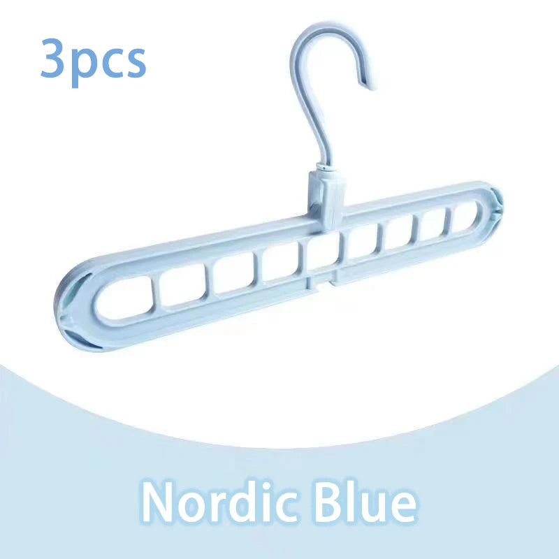 3pcs, Plastic 9-Hole Foldable Hangers, Heavy Duty Space Saving Clothes Organizer Hangers, For Room, Closet, Wardrobe, Home & Dor