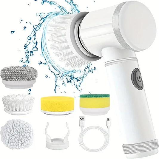 2025 Cordless Electric Spin Scrubber with 5 Brushes,IPX7 Waterproof Rechargeable Bathroom Cleaner for Tile/Shower/Grout Cleaning