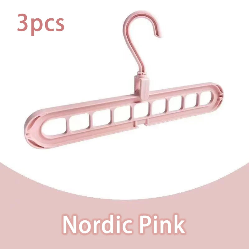 3pcs, Plastic 9-Hole Foldable Hangers, Heavy Duty Space Saving Clothes Organizer Hangers, For Room, Closet, Wardrobe, Home & Dor
