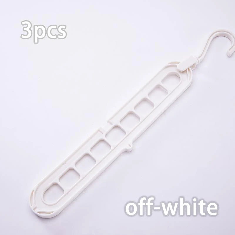 3pcs, Plastic 9-Hole Foldable Hangers, Heavy Duty Space Saving Clothes Organizer Hangers, For Room, Closet, Wardrobe, Home & Dor